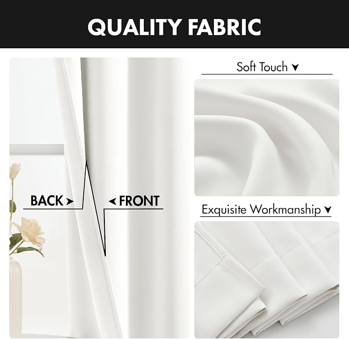 MIULEE 4 Panel Set Short Bedroom Blackout Curtains 54 Inch Long Natural | - Image 8