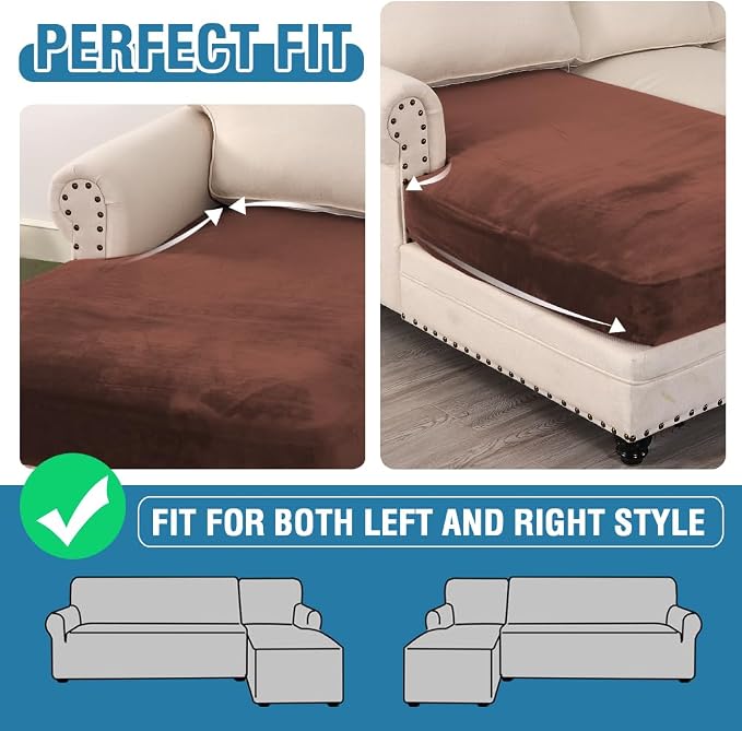H.VERSAILTEX Velvet Stretch Individual Chaise Cover Sectional Couch Covers - Image 5