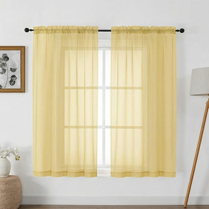 Gwine Sheer Curtains for Bedroom 54 inches Long by Gwine