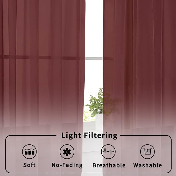 Aiyufneg Small Sheer Tier Curtains Half Kitchen Curtain Sheers, Light Filtering - Image 4