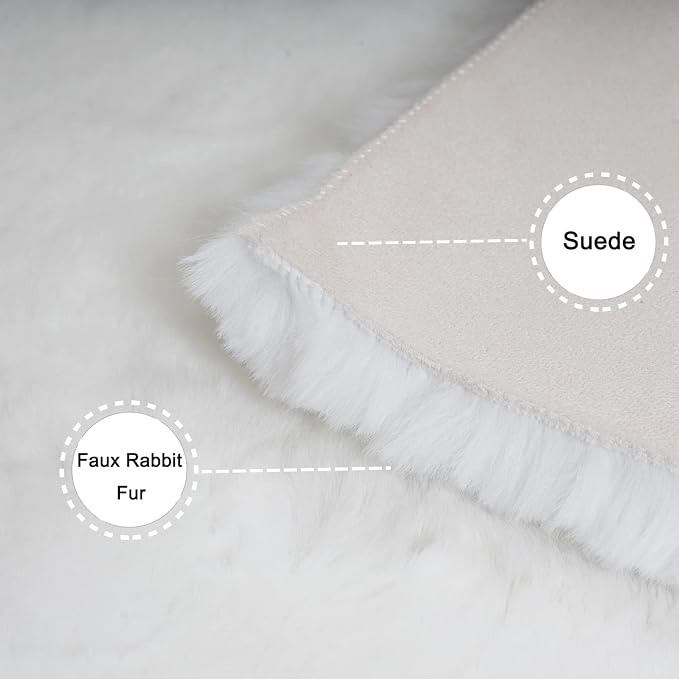 Ghouse Ultra Soft Faux Rabbit Fur Rug, Machine Washable Area Rugs - Image 4