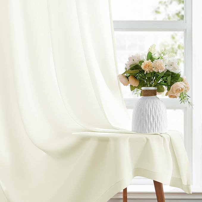 HOMEIDEAS Non-See-Through Ivory Privacy Sheer Curtains, 52 X 45 Inches Long 2 - Image 5