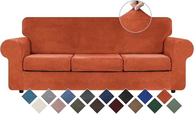 WEERRW 4 Pieces Velvet High Stretch Couch Covers by WEERRW