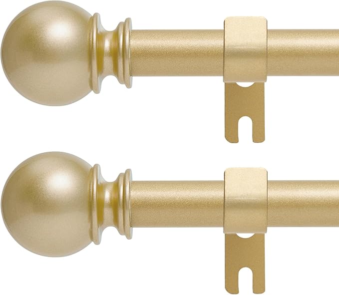 Gold Curtain Rods for Windows 28 to 60 Inch by Poskena