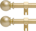 Gold Curtain Rods for Windows 28 to 48 Inch, 2 Pack 5/8" Diameter Heavy Duty by Poskena