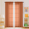 Orange Sheer Curtains for Window 72 inches Long 2 Panels Set, Soft Airy Modern by Home