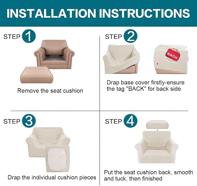 Turquoize 2 Piece Chair Covers Armchair Slipcovers - Image 6