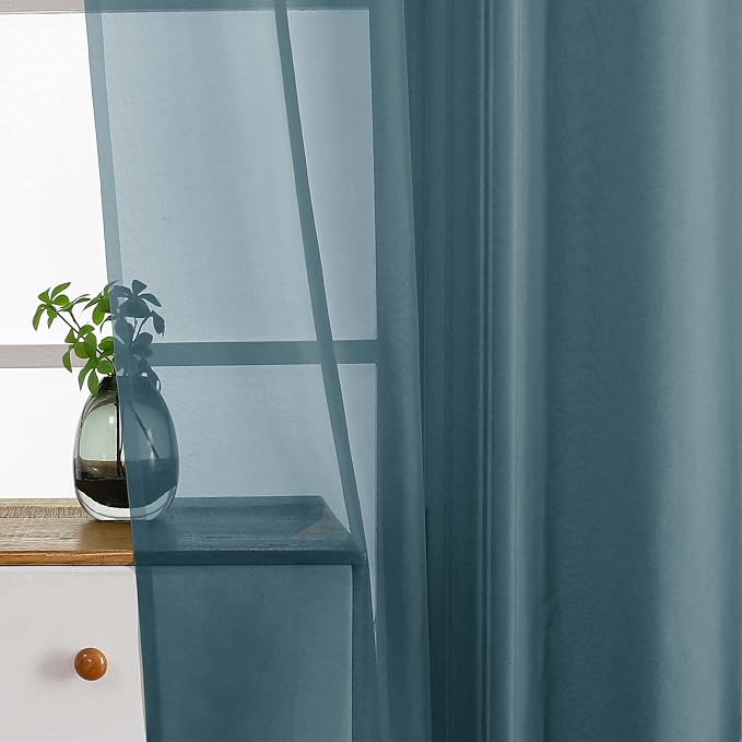 Small Sheer Curtains 2 Panels Set, Kitchen Curtains 36 Inch Length, Elegant - Image 4