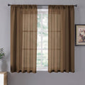 Tollpiz Short Sheer Curtain Linen Textured Bedroom Curtains Sheer Light by Tollpiz