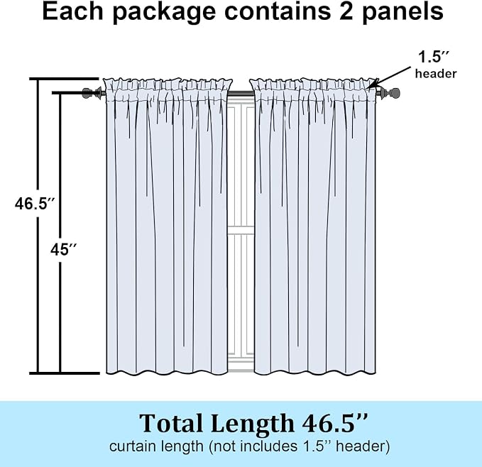 Simplebrand Ivory Semi Sheer Curtains 45 Inch Length 2 Panels, Geometric - Image 7