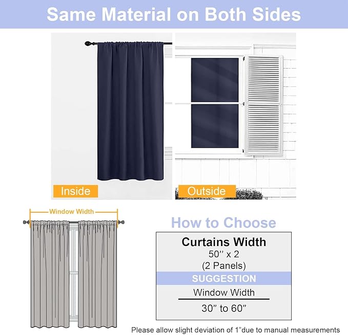 Simplebrand Ava Navy Blue Blackout Curtains - Image 8