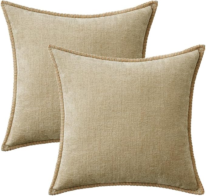 MIULEE Pack of 2 Couch Throw Pillow Covers 20x20 Inch Beige Farmhouse - Image 6