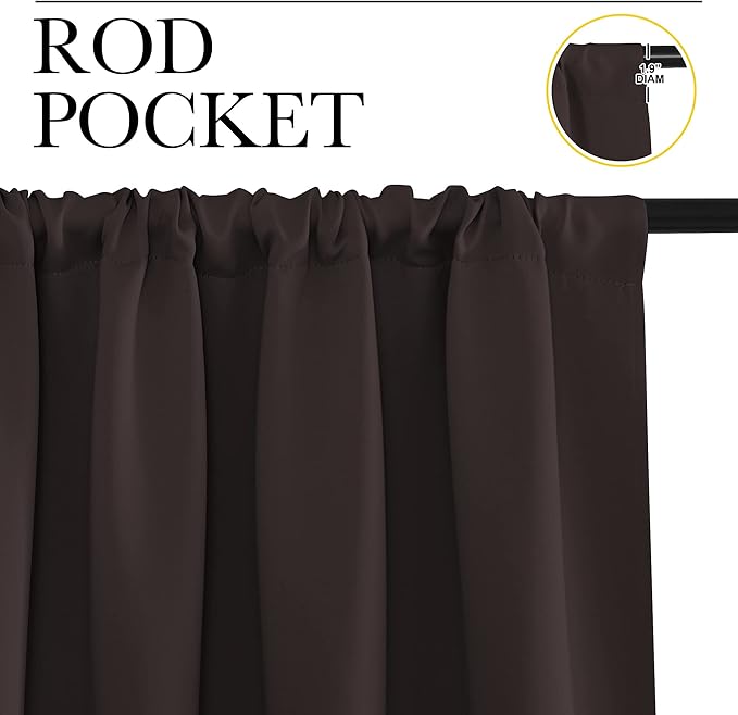 NICETOWN Kitchen Curtains, Short Blackout Curtains & Drapes, Toffee Brown - Image 2