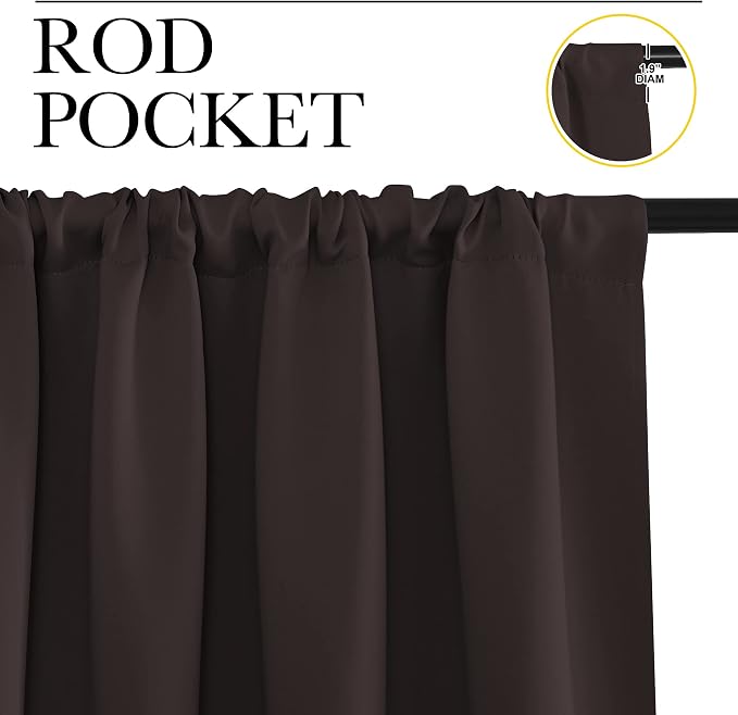 NICETOWN Blackout Curtains for Living Curtains, Toffee Brown, 1 Pair, 34-inch W - Image 2