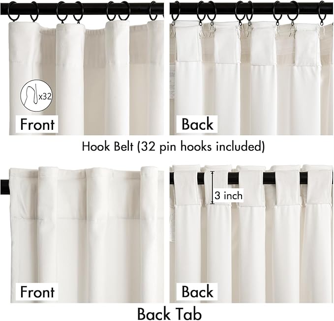 MIULEE Velvet Curtains 50W x 104L 2 Panels Ivory Blackout Curtains | Luxury - Image 3
