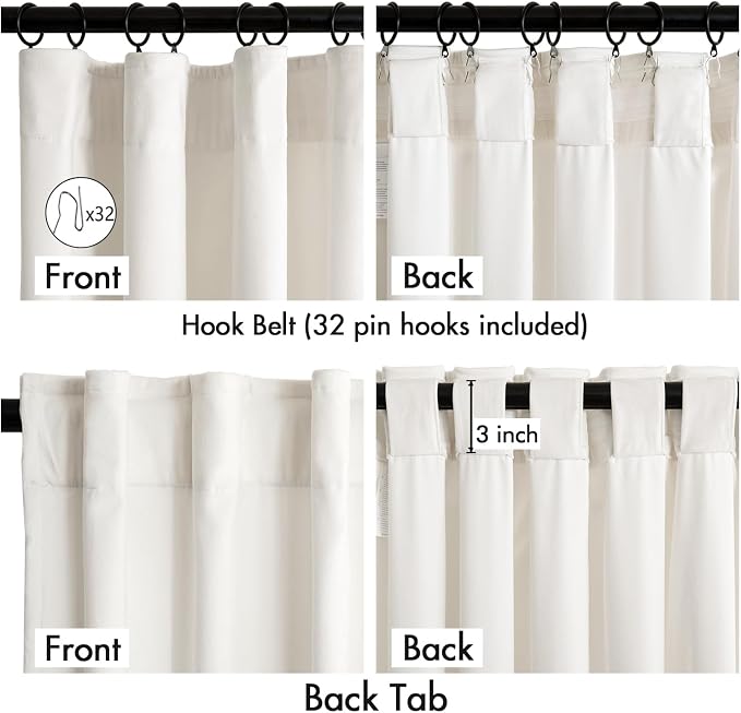 MIULEE Velvet Curtains 50W x 90L 2 Panels Ivory Blackout Curtains | Luxury - Image 3