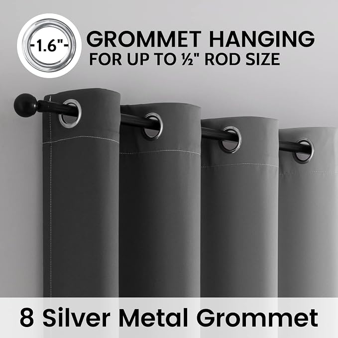 SimpleHome Grey and Greyish White Blackout Curtains - Image 3