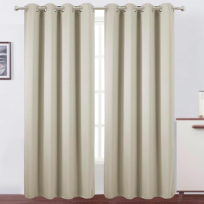 LEMOMO Blackout Curtains 66 x 95 inch/Light Beige Curtains Set of 2 by Lemomo
