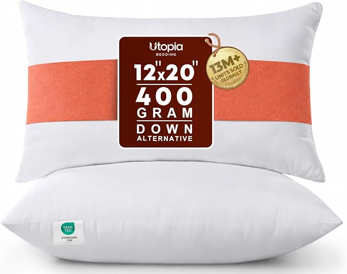 Utopia Bedding 12x20 Pillow Inserts, 2 Pack | 100% Virgin Filling, Indoor by UTOPIABEDDING