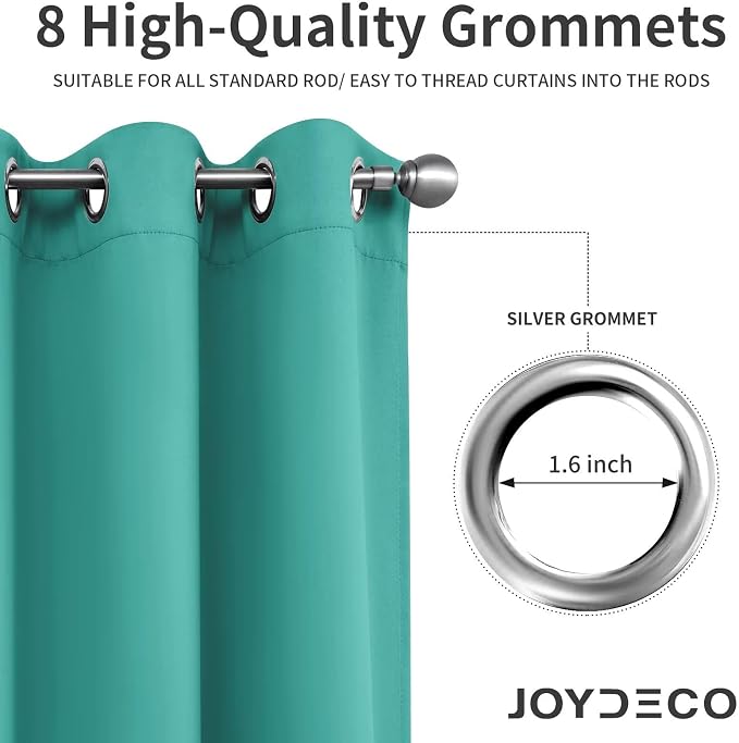Joydeco Peacock Blue Custom Solid Single Blackout Curtain - Image 5