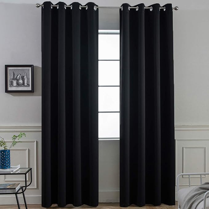 Yakamok Thermal Insulated Blackout Curtains Solid Grommet Window Drapery by Yakamok
