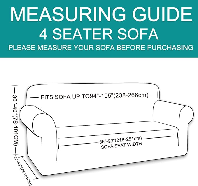 U-NICE HOME 4 Seater Stretch Couch Cover Sofa Cover Washable Sofa Slipcover - Image 6