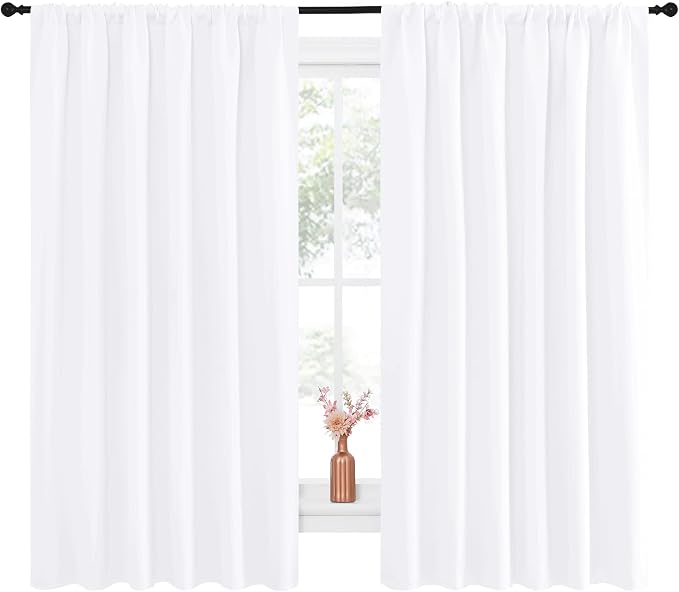NICETOWN White Curtains, 50% Light Blocking Curtain Panels - Image 2