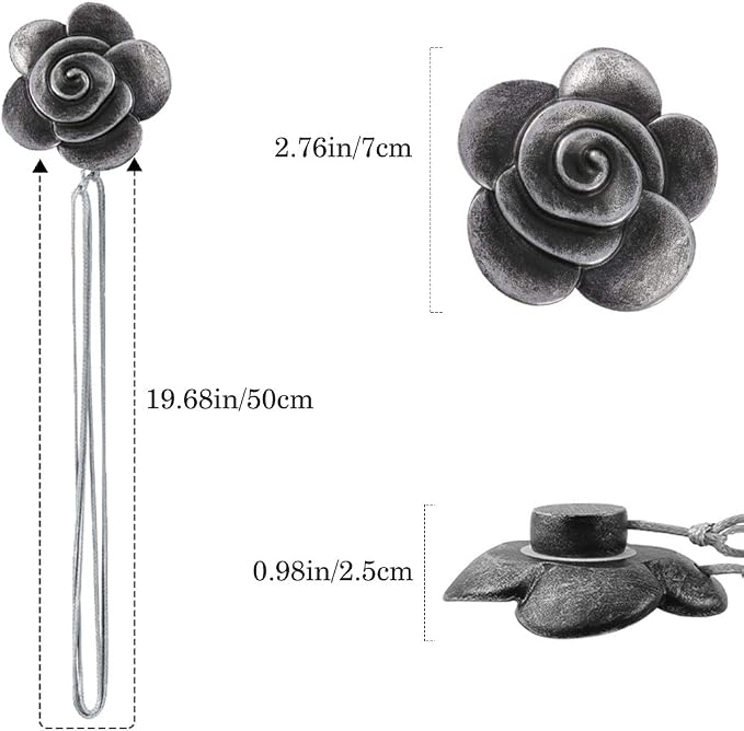 Lewondr Drapery Holders, Vintage Resin Flower Curtain Ties - Image 7