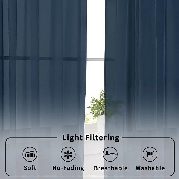 Aiyufneg Small Sheer Tier Curtains Half Kitchen Curtain Sheers, Light Filtering - Image 5