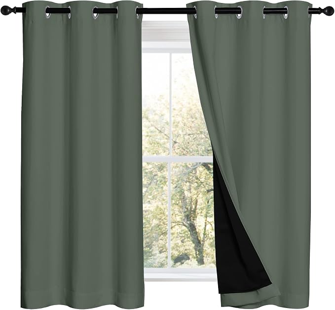 NICETOWN 100% Blackout Curtains 54 inches Long, Double-Deck Completely Blackout - Image 2