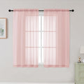 Blush Sheer Curtains for Bedroom Living Room 45 Inch Length 2 Panels, Soft Airy by WelvetBLK