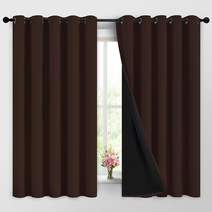 Yakamok 100% Blackout Curtains for Bedroom, 2 Thick Layers Thermal Insulated by Yakamok