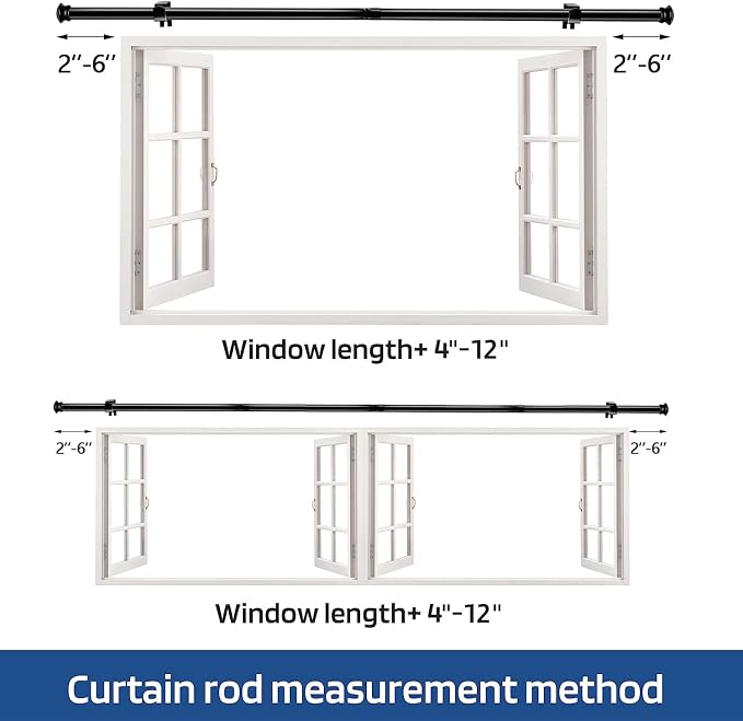 Small Curtain Rods for Windows 30" to 60" 5/8 Inch Standard Decorative Black - Image 5