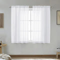 OVZME White Sheer Curtains 45 Inch Long 2 Panels, Rod Pocket Voile Drapes by OVZME
