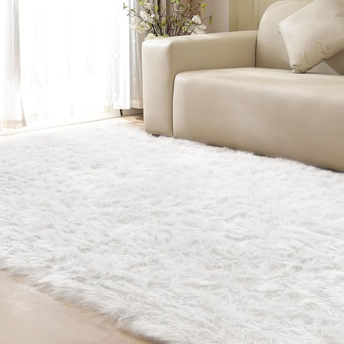 ORINOVA White Fluffy 5x7 Washable Area Rugs - Image 6