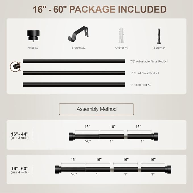 Lootkell Modern Black Curtain Rods - Image 9