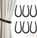 Hion 6 Pcs Boho Curtain Tiebacks, Wood Beads Curtain Holdbacks, Outdoor by Hion