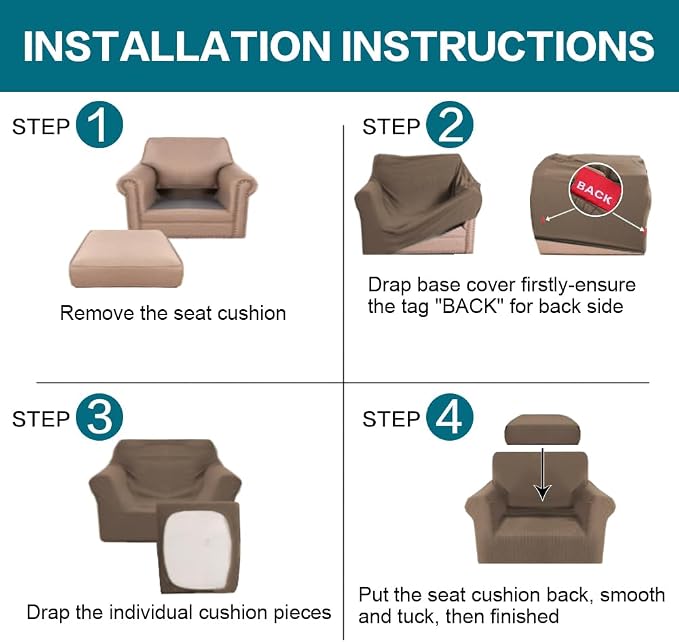 Turquoize 2 Piece Chair Covers Armchair Slipcovers - Image 6