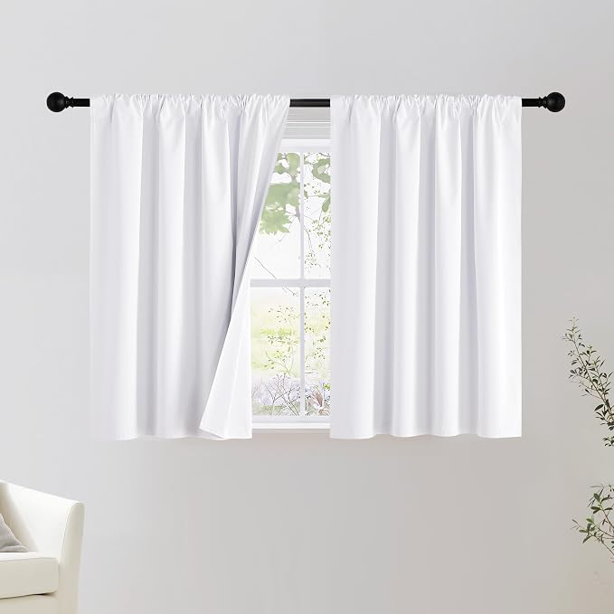 NICETOWN Bedroom 100% Blackout Curtains, 2 Panels, 42 by 36, Snow White by NICETOWN
