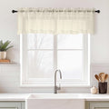 Cream Valances for Windows 14 inch Length 2 Panels Set, Small Voile Sheer by Home
