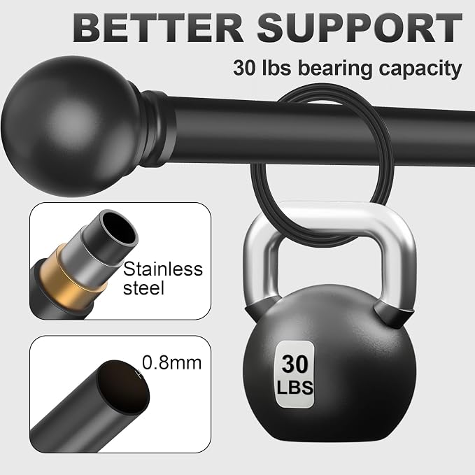 Matte Black Curtain Rods for Bedroom - Image 2