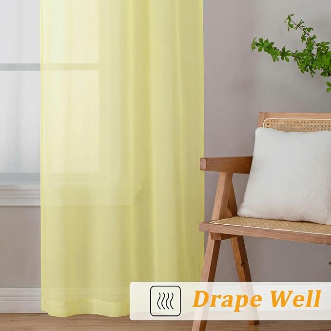 Gwine Light Yellow Sheer Curtains 63 Inch Length - Image 7