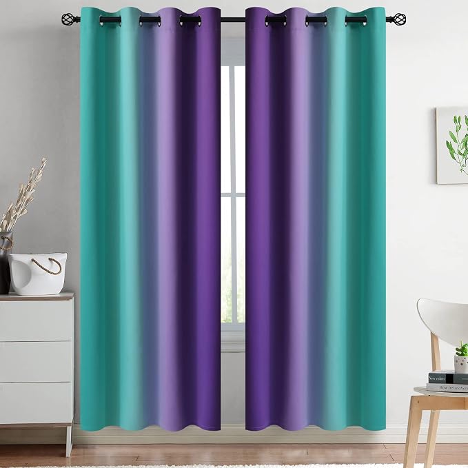 Yakamok Ombre Teal and Purple Curtains - Image 2