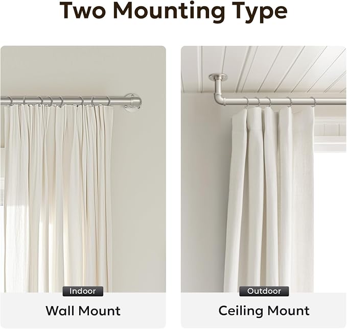 Zeerobee Curtain Rods for Windows 144 to 168, 1 Inch Industrial Wrap Around - Image 5