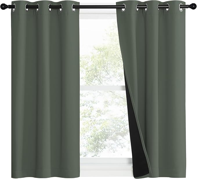NICETOWN 100% Blackout Curtains 40" Long, Pair of Energy Smart & Noise Blocking - Image 2