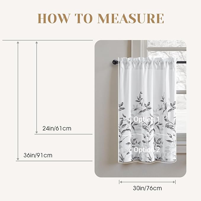 HOMEIDEAS Kitchen Curtains, Short Non-See-Through Privacy 30X36 Inch Length - Image 6