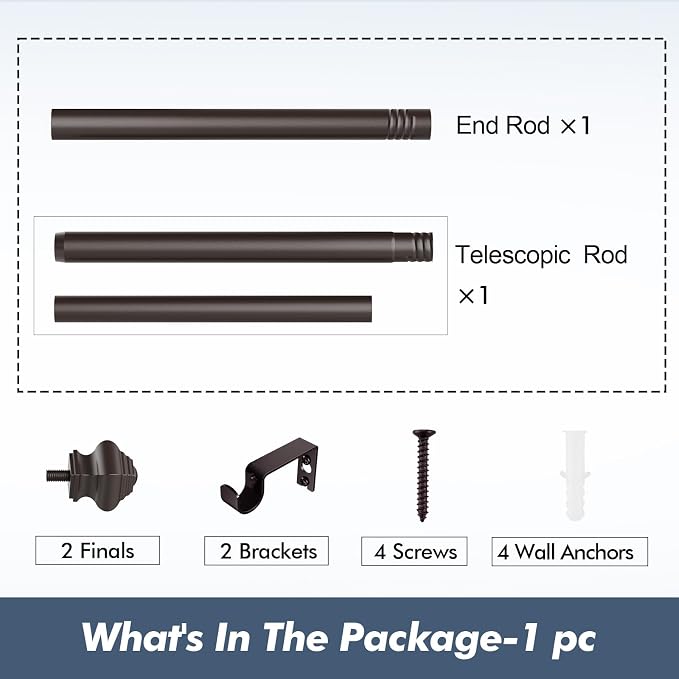 Curtain Rods for Windows 36-48 inch, 5/8 inch Bronze Curtain Rod - Image 5