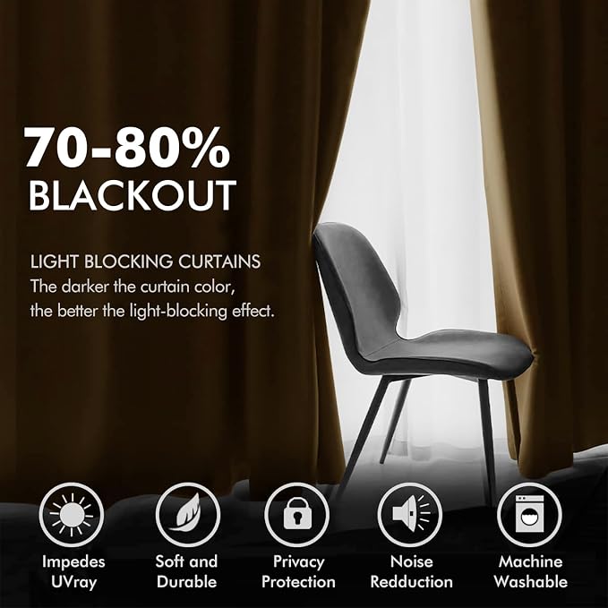 MIULEE Velvet Curtains Golden Brown Elegant Grommet Curtains Thermal Insulated - Image 4
