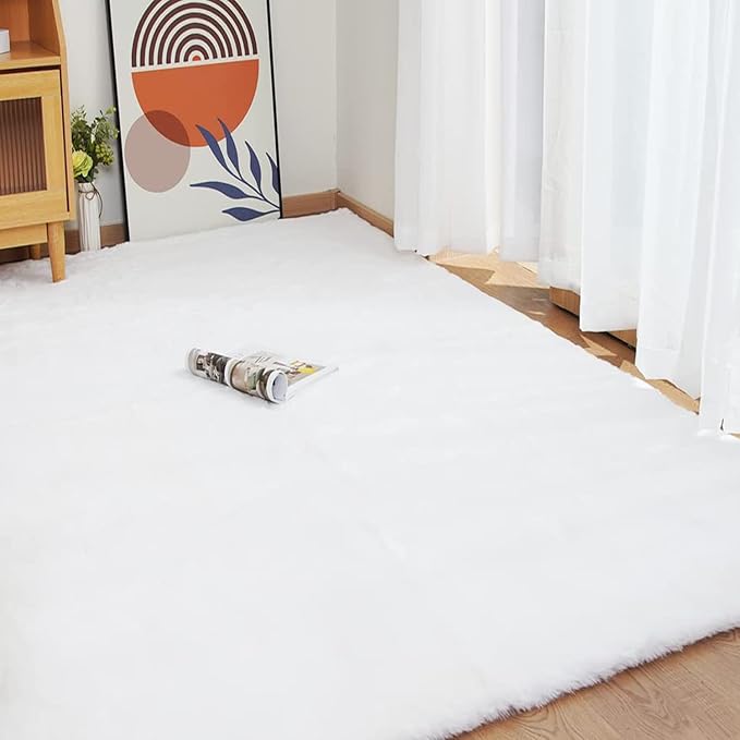 Ghouse Ultra Soft Faux Rabbit Fur Rug 5x8, Machine Washable Area Rugs - Image 2