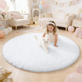 OLANLY White Round Rugs for Bedroom by OLANLY